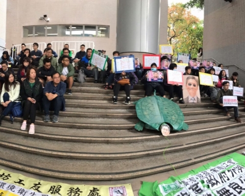 去年底海麗邨清潔工罷工。資料圖片