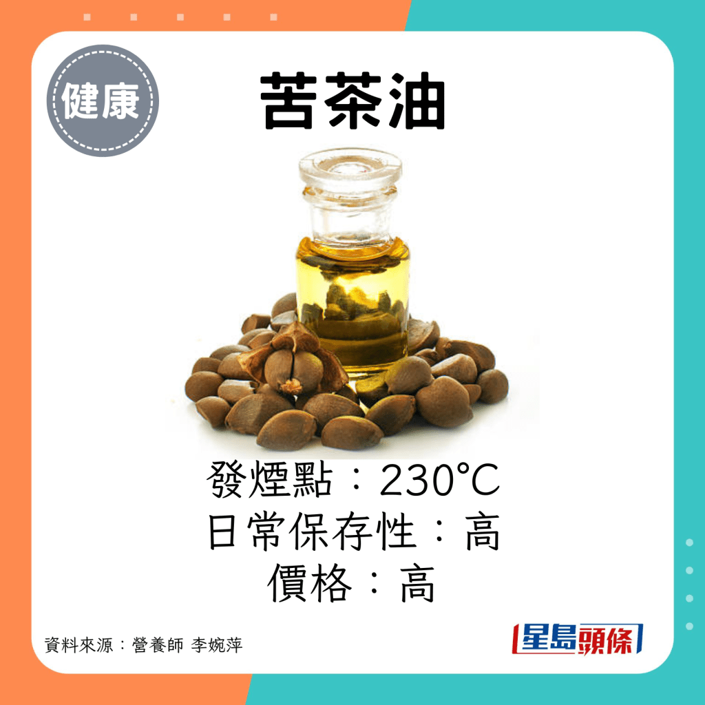 苦茶油發煙點：230°C。