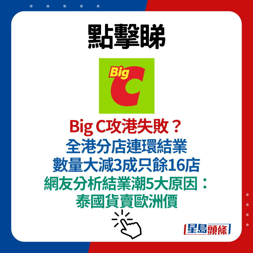 Big C攻港失败？全港分店连环结业 数量大减3成只馀16店 网友分析结业潮5大原因：泰国货卖欧洲价