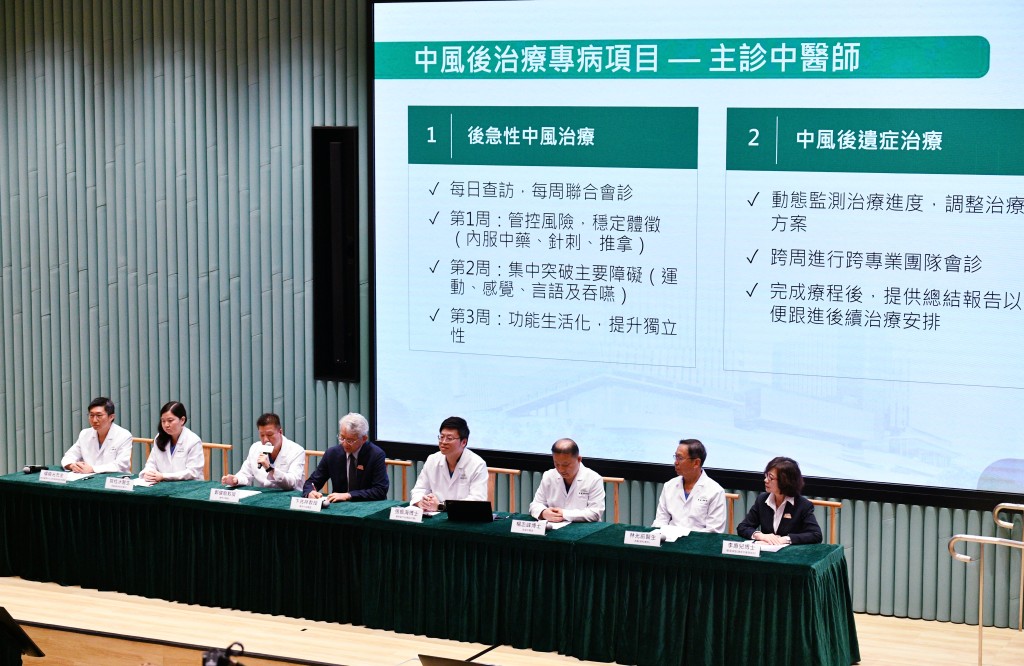 香港中醫醫院昨日舉行新聞發布會，宣布首輪推出的中風後治療專病項目及下腰痛治療專病項目。