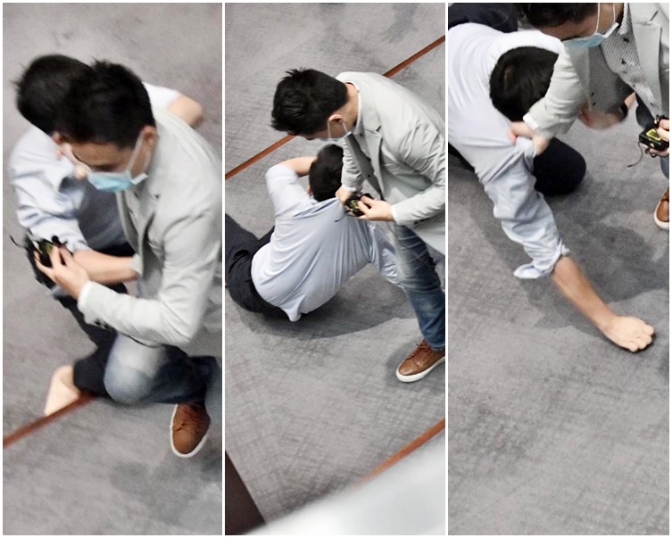 陳志全疑遭工聯會議員郭偉強拖行受傷。 資料圖片