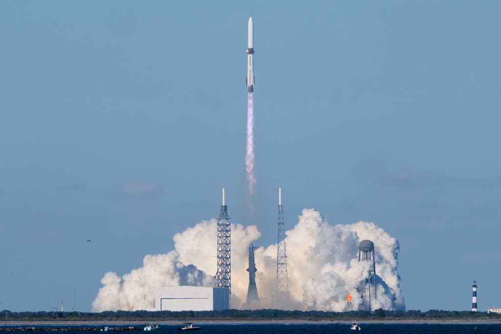 蓝源火箭载火星探测器成功入太空。美联社 蓝源火箭载火星探测器成功入太空。美联社