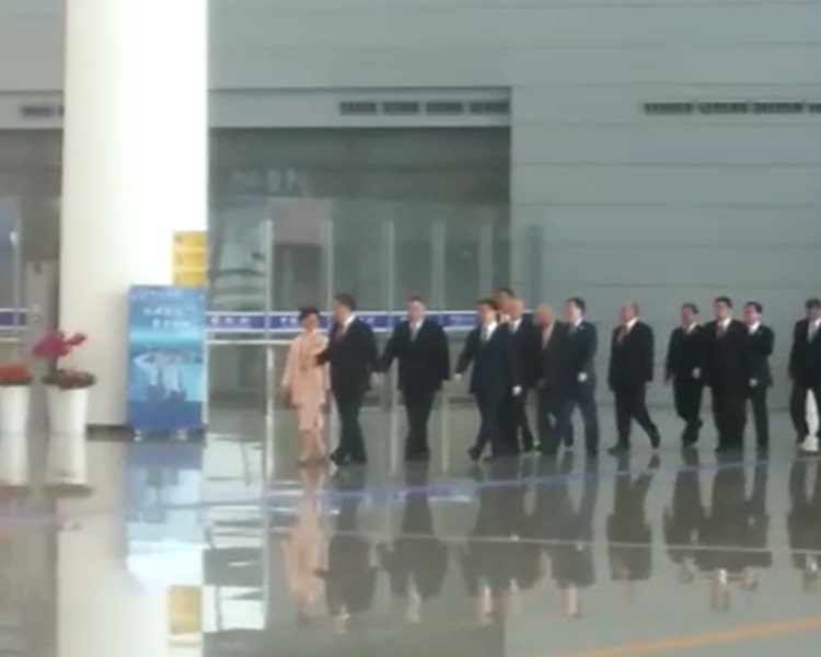 林鄭月娥與習近平並肩進場。