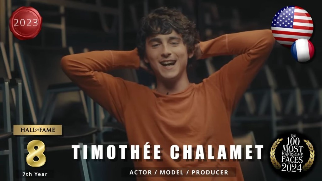 去年冠軍美法混血演員「甜茶」添麥菲查洛美（Timothée Chalamet）排第8。