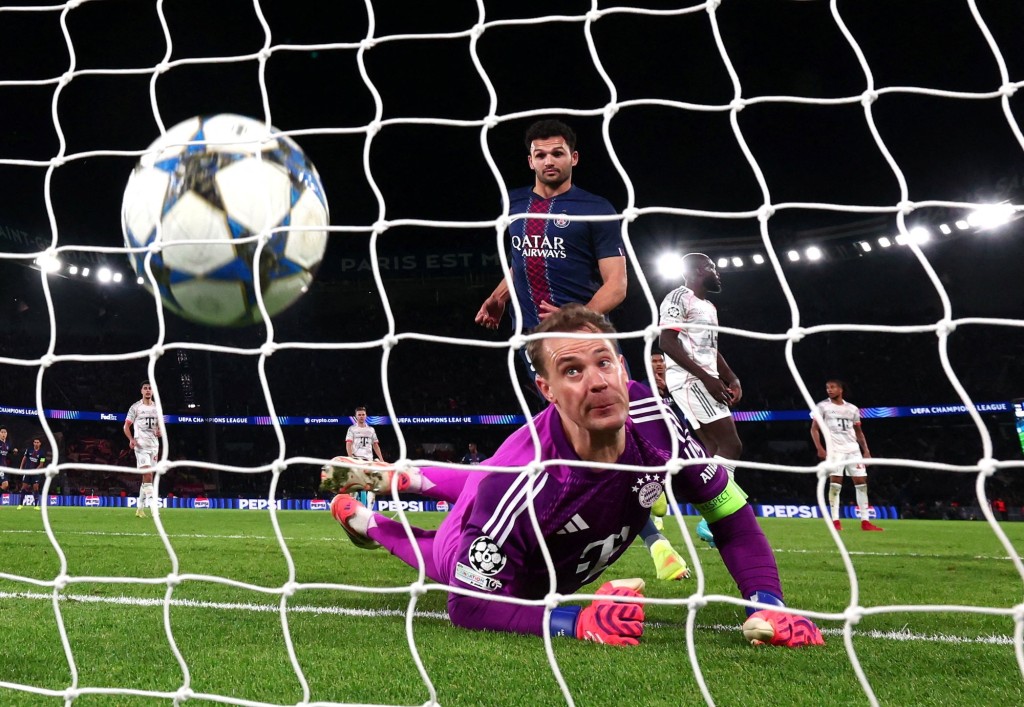 祖奧尼維斯為PSG追成1：2。路透社