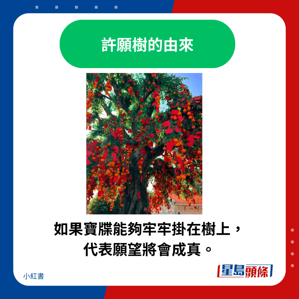 如果寶牒能夠牢牢掛在樹上， 代表願望將會成真。