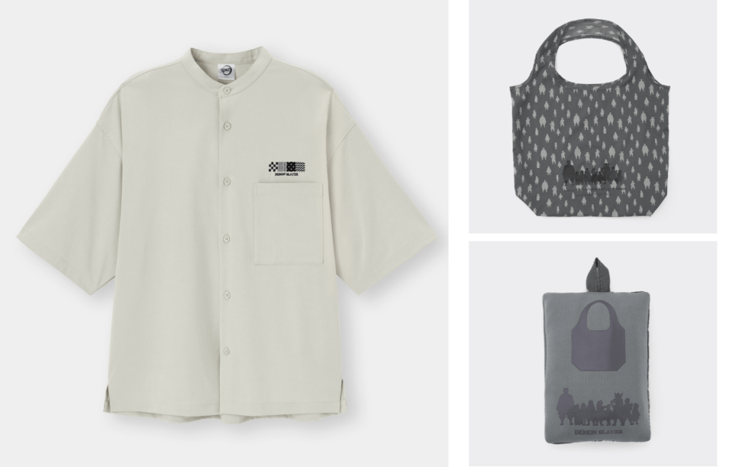 左起：男裝Oversize恤衫/$179/G、可摺疊環保袋/$79/G。
