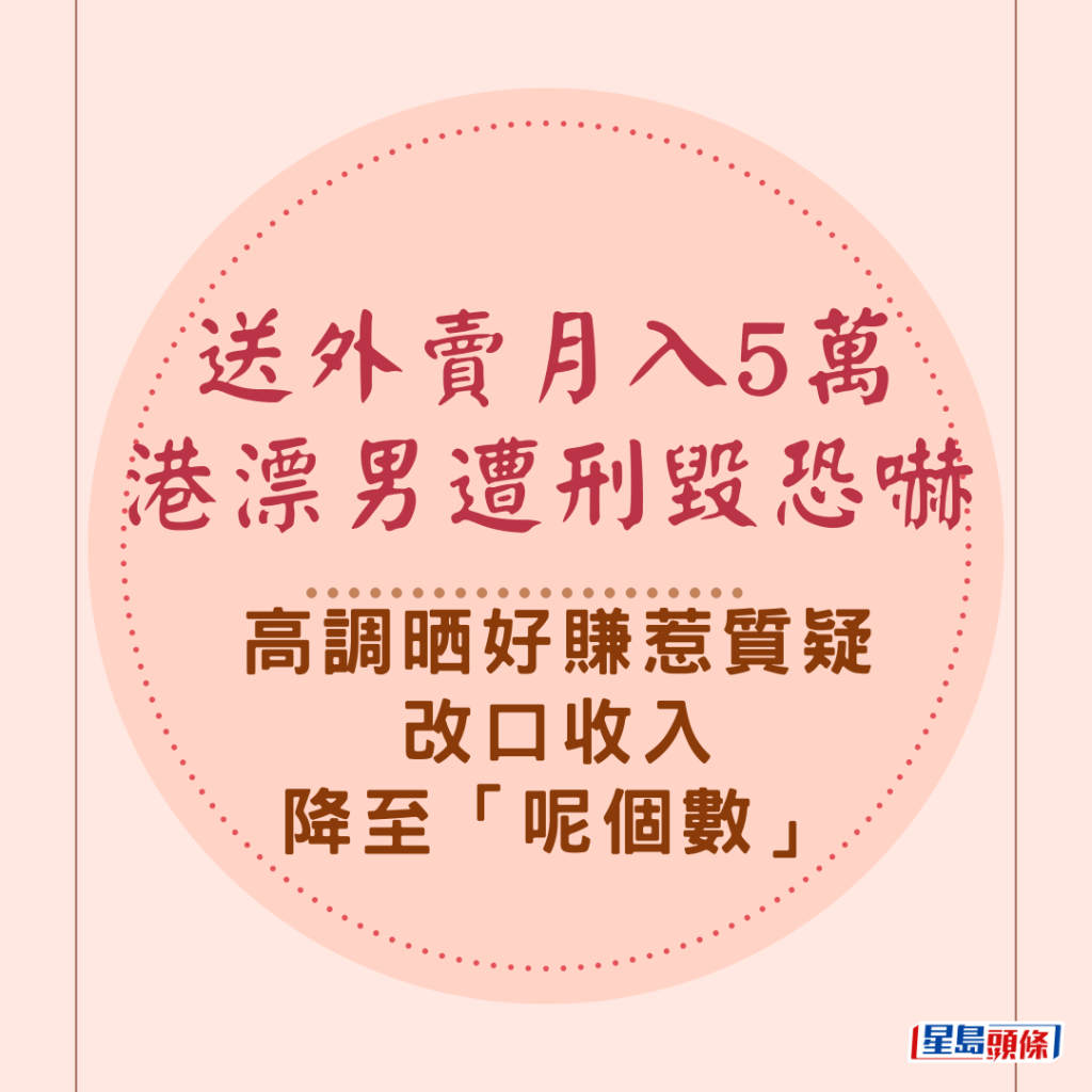 25歲港漂男「彬仔」，早前因高調宣稱送外賣月入高達5萬元，成為網民焦點，最近彬仔表示不斷被人滋擾，他送外賣的單車，多次遭人扎爆輪軚破壞，網上湧現不少留言恐嚇他。