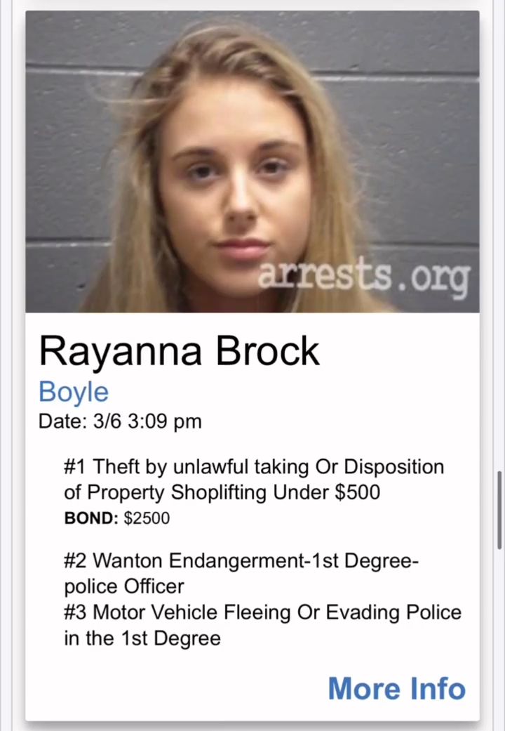 Rayanna五年间被警方逮捕共11次。