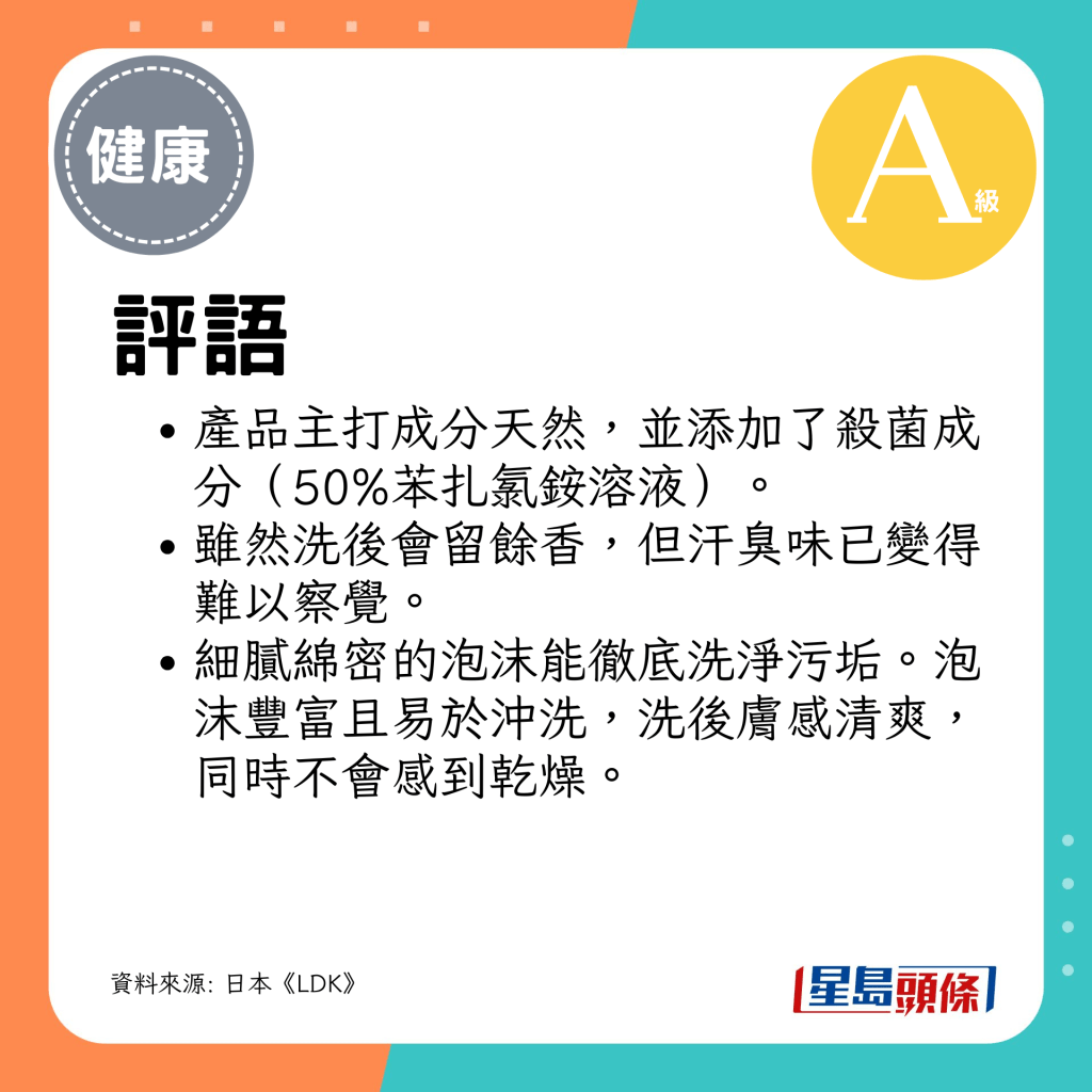 产品主打成分天然，并添加了杀菌成分（50%苯扎氯铵溶液）。