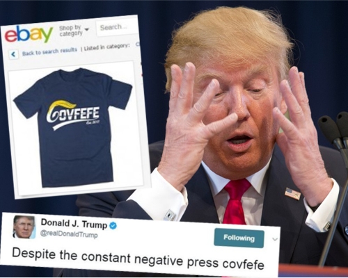 特朗普深夜的推文出現神秘字「covfefe」，掀起話題。