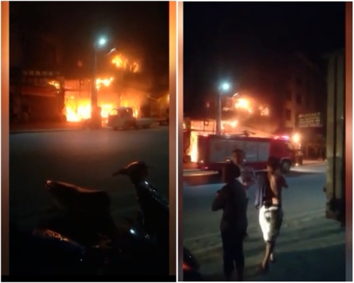 民居火災發生公安和消防趕至灌救。網圖