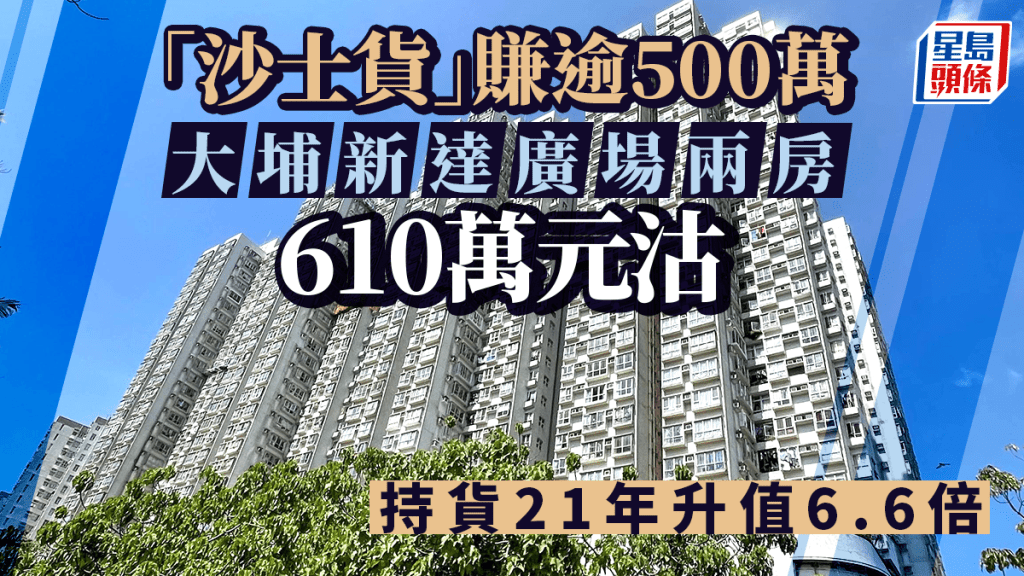 「沙士貨」大賺逾500萬 大埔新達廣場2房610萬元沽 持貨21年升值6.6倍