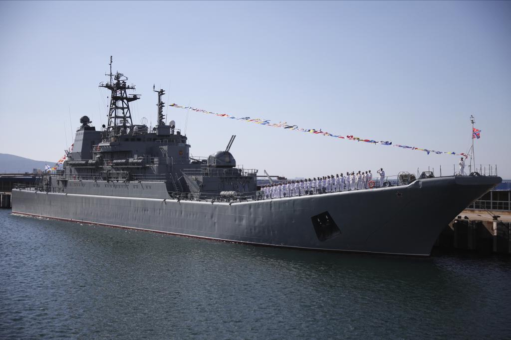 奧列涅戈爾斯基戈爾尼亞克號登陸艦攝於上月底。美聯社