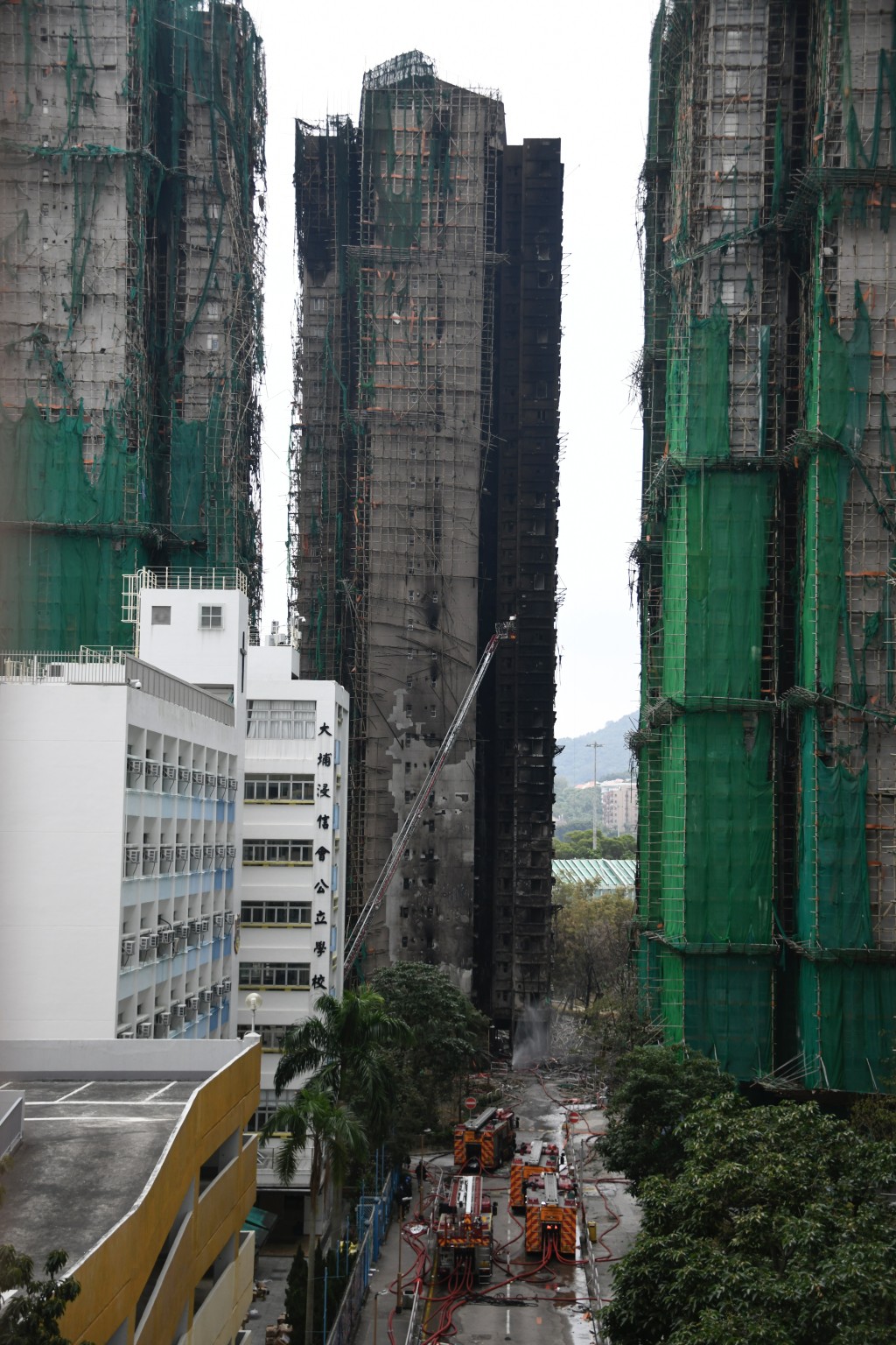 大埔宏福苑五級大火。 大埔宏福苑五級大火。