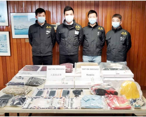 警方指男疑犯換上搭棚工人衣物,包括反光背心、安全帽及勞工手套等裝備企圖掩人耳目。