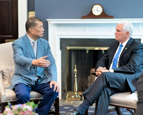 黎智英今年7月與美國副總統彭斯會面。資料圖片