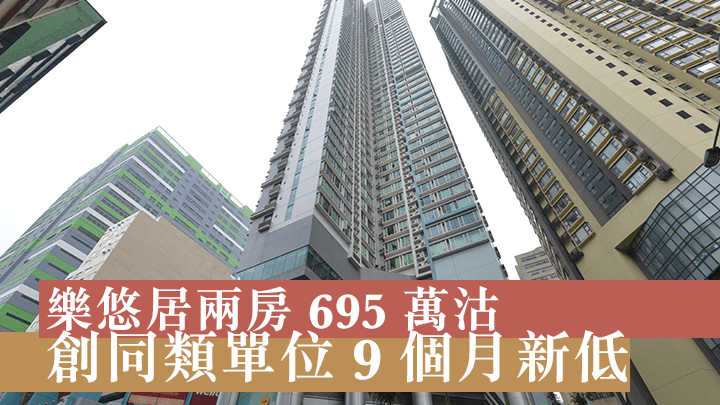樂悠居兩房695萬沽,創同類單位9個月新低。