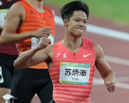 蘇炳添奪得首面全運會百米跑金牌。新華社圖片