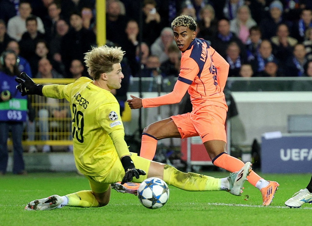 耶馬為巴塞扳平2：2。路透社