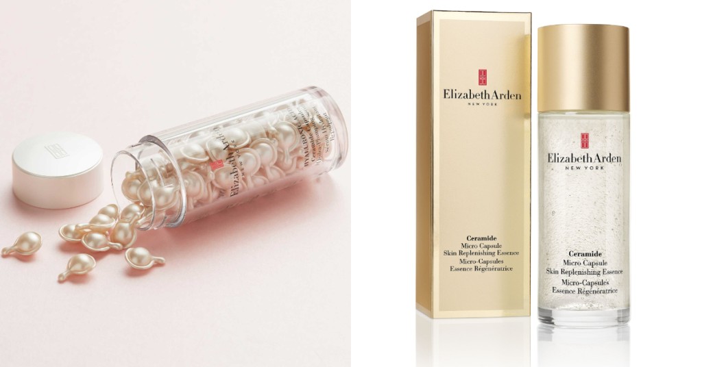 Elizabeth Arden透明質酸豐盈保濕膠囊(左)及時空彈力微膠囊護膚精華(右)。 Elizabeth Arden透明質酸豐盈保濕膠囊(左)及時空彈力微膠囊護膚精華(右)。