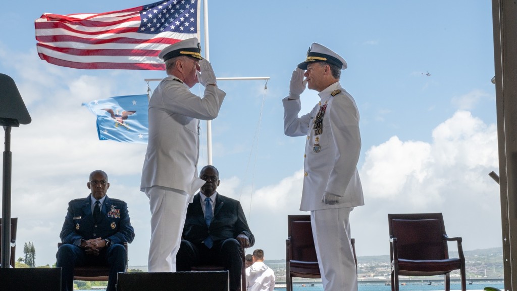 美军印太司令部举行司令交接仪式。