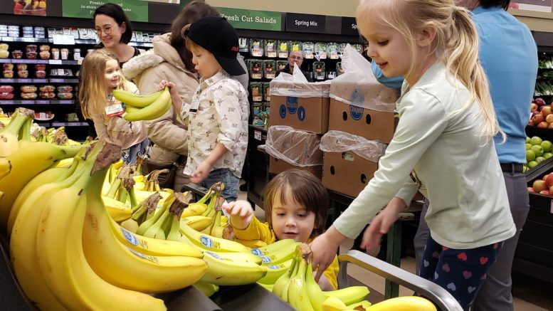 孩子们将香蕉上架。 网上图片