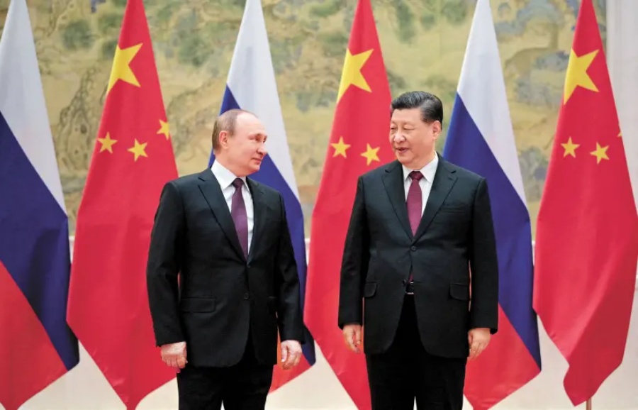 普京於2022年2月4日在北京與習近平會晤。路透社資料圖片