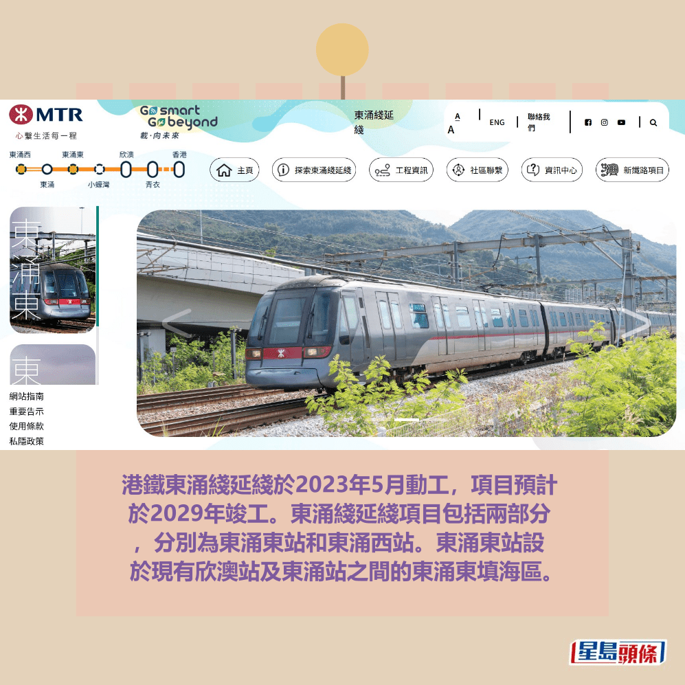 港鐵東涌綫延綫網頁截圖
