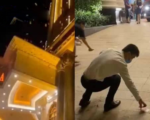 浙江男廣西酒店大撒鈔票,民眾瘋搶。(網圖)