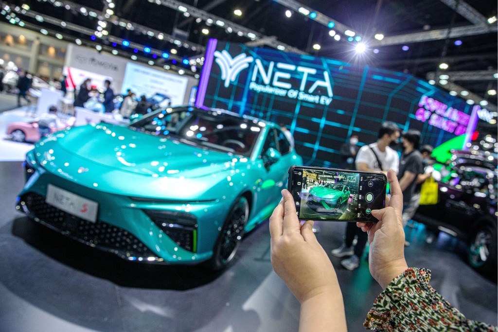 「哪吒汽車」曾是新能源車代表。新華社