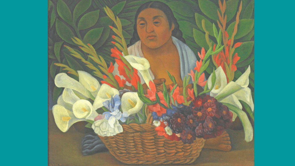 里維拉畫作《賣花人》。