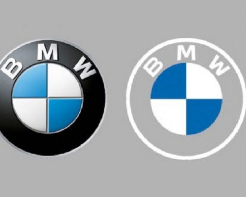 寶馬車產更新的Logo(右)與舊款(左)Logo外型無差。BMW官網