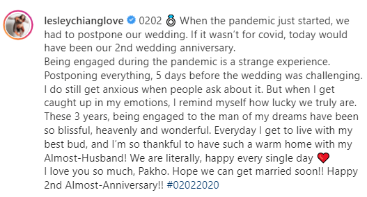 姜麗文出Po賀「結婚」兩周年紀念日。
