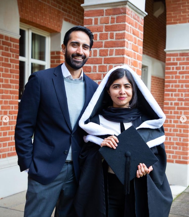 馬拉拉與丈夫馬利克合照。ig