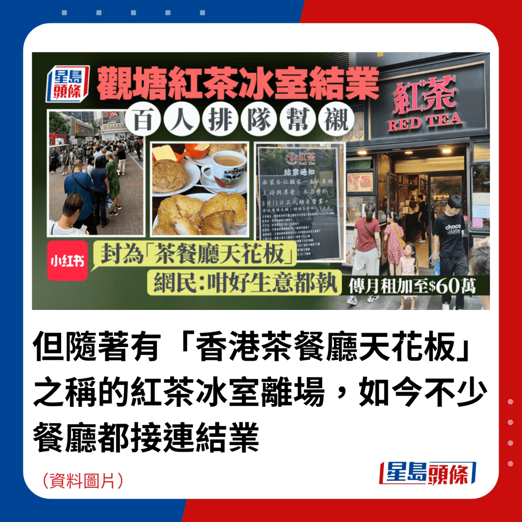 但随著有「香港茶餐厅天花板」之称的红茶冰室离场，如今不少餐厅都接连结业