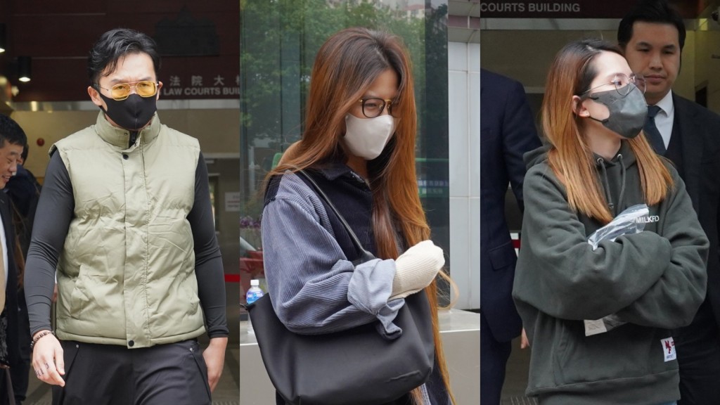 其中三名被告 :(左起)鍾家杰、陸嘉殷及周詠彤。葉偉豪攝
