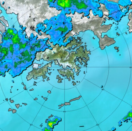 早上約9時天文台雷達圖(天文台網頁截圖)