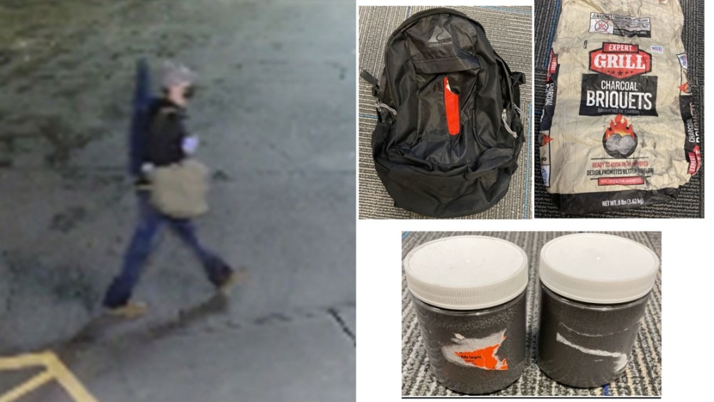 羅德里格斯被拍下行蹤,用黑色背囊裝炸彈,圖在中國駐華府大使館外引爆。美國司法部圖片