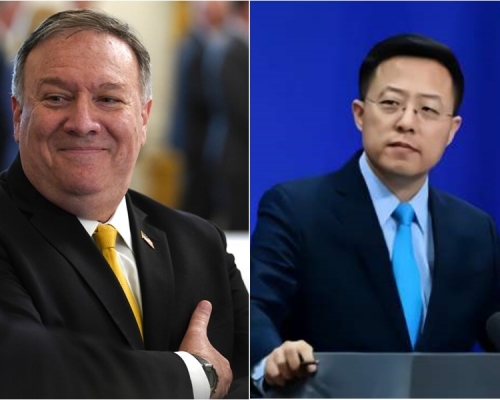 北京外交部發言人趙立堅(右);美國國務卿蓬佩奧。網上圖片/AP圖片