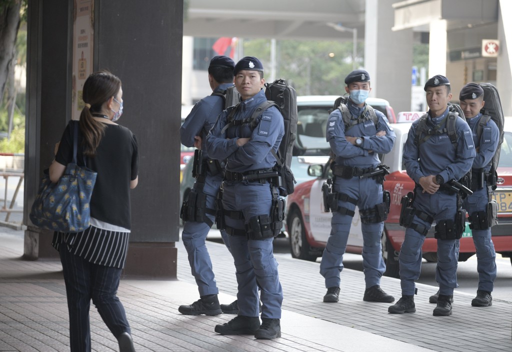 香港警方在兩會期間確保本港治安穩定，維護國家安全。陳浩元攝