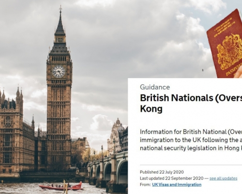 英國內政部官網更新港人BNO簽證及LOTR詳情,釐明確表示港人可「三代同堂」以LOTR提前入境。