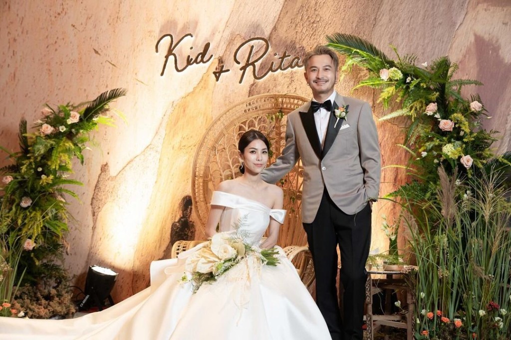 KID同老婆Rita的婚纱照。