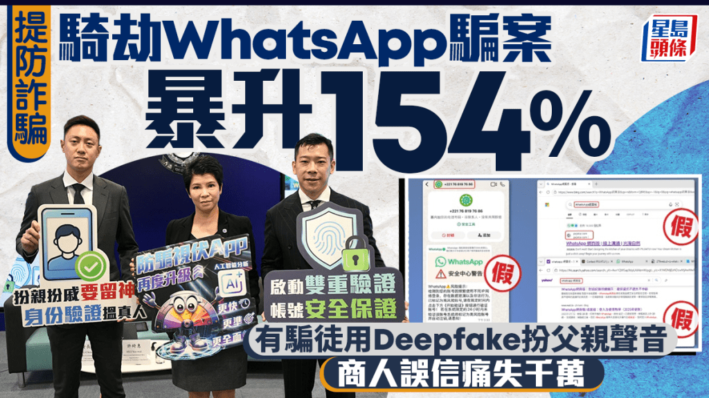 騎劫WhatsApp｜同類案暴升154%涉款1.5億 騙徒屢用深偽技術假扮上司親人