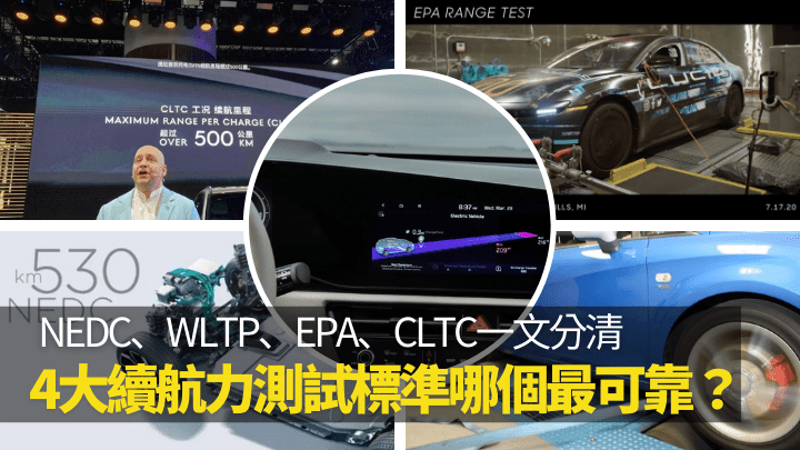 目前電動車續航力測試主要分為四大標準,看清WLTP、NEDC、'EPA及CLTC的分別,該會知哪個最有參考價值。