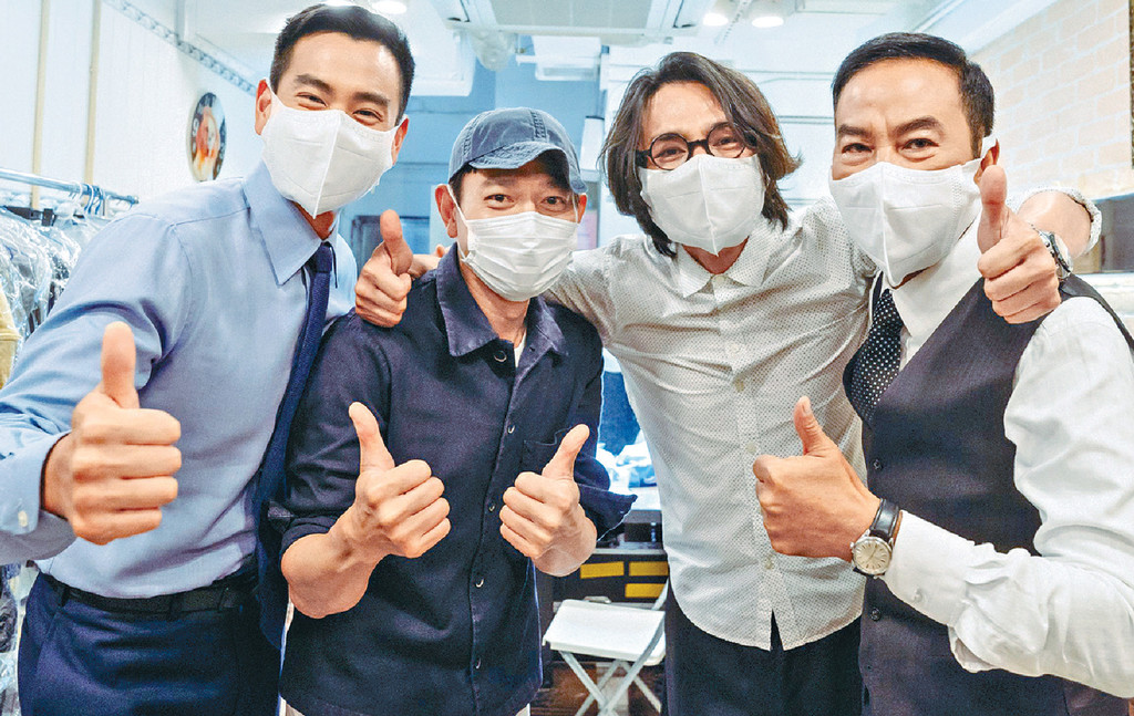 ■（左起）彭于晏、華仔、林家棟和任達華合作愉快。
