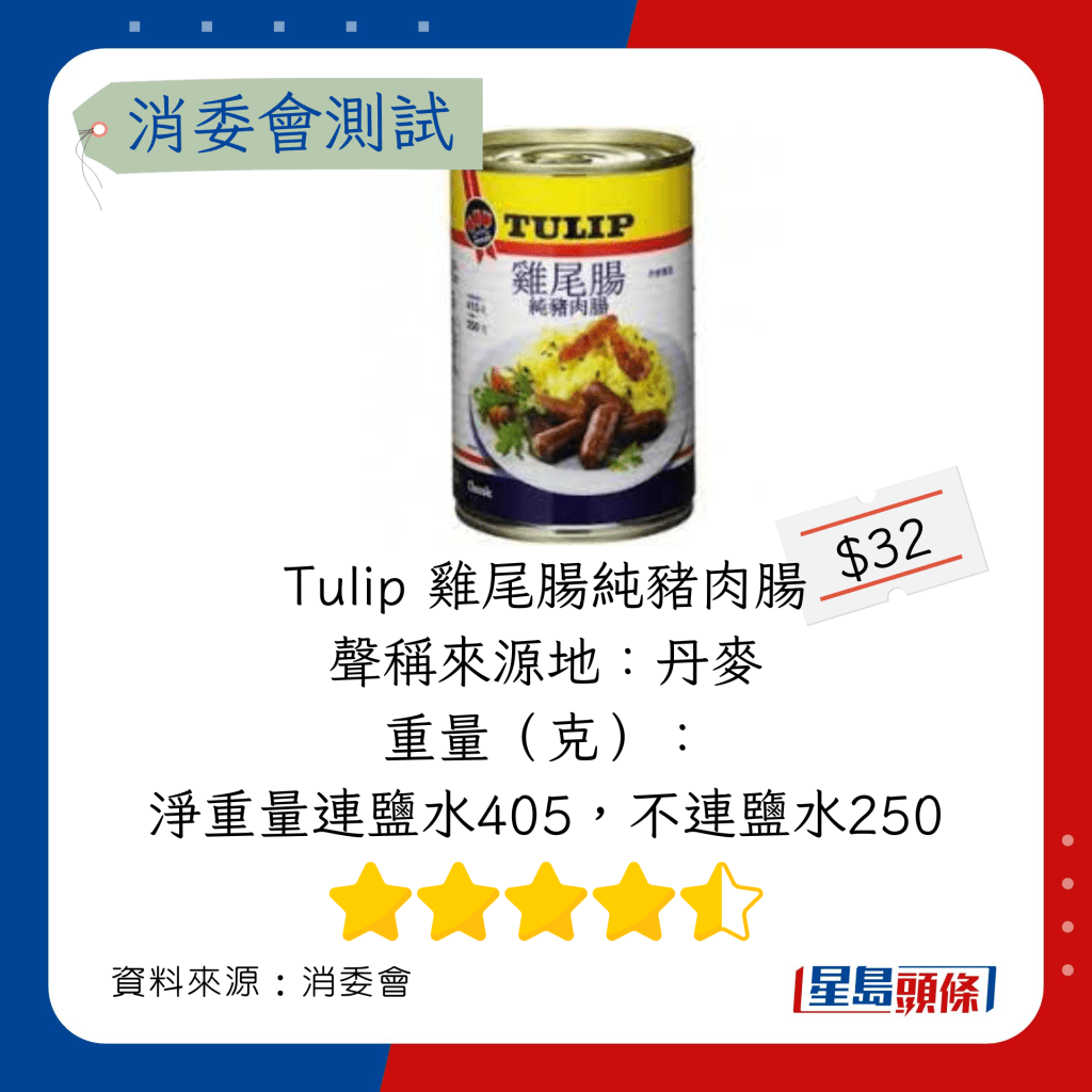 Tulip 雞尾腸純豬肉腸