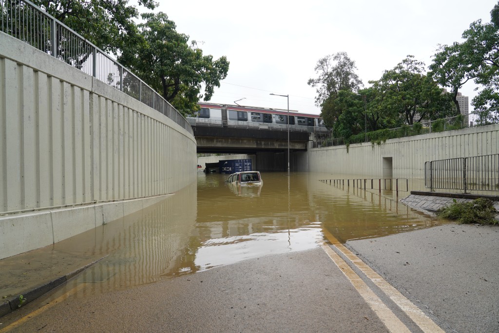 大埔南运路水浸情况严重。叶伟豪摄