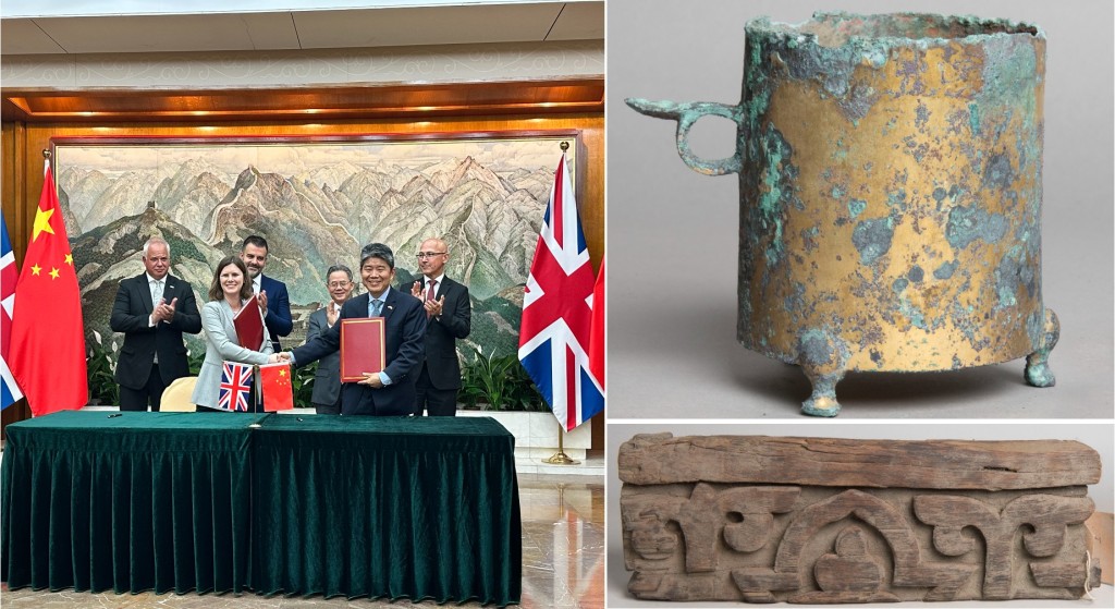 英国向中国返还12件流失文物，中方称此举守护文明成果，属正义之举。中新社