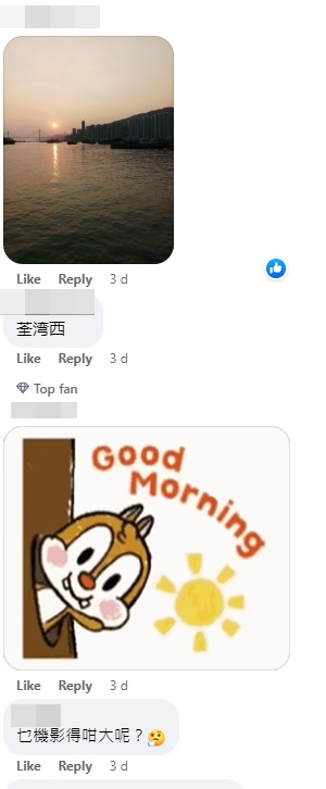 留言的網民好奇「乜機影得咁大呢？」。網上截圖